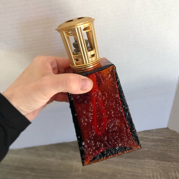 1950s Amber Glass Fragrance Lamp with Gold Top - Picture 2 of 15